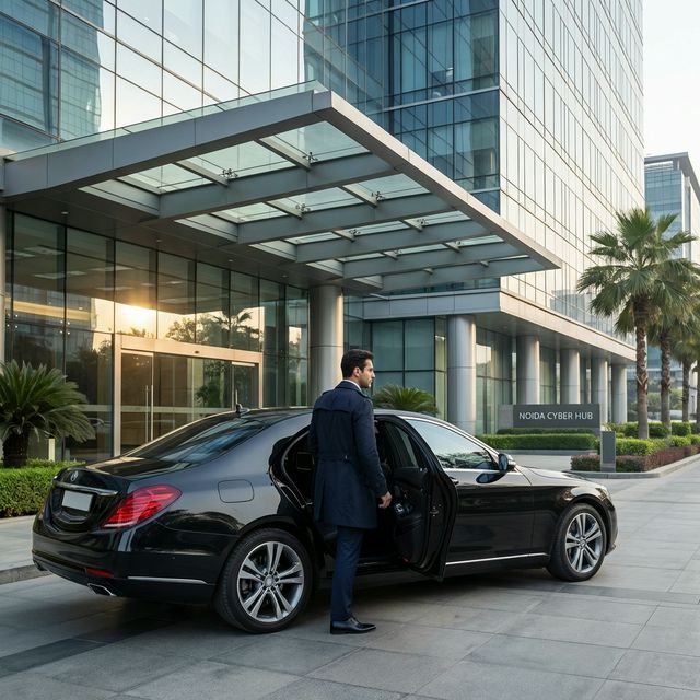 Executive Businessman entering Premium Corporate Taxi