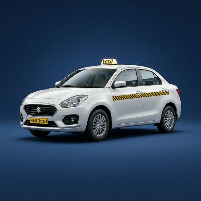 Clean white sedan taxi